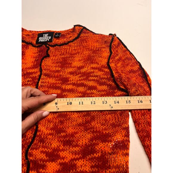 NEW Ragged Priest Orange Open Stitch Cropped Knit Top Sz S - Picture 7 of 9